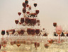 Untitled, wine glasses, pigment, water, dimensions variable